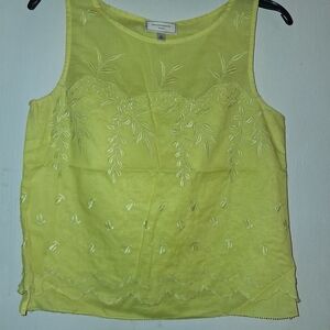 Embroidered Yellow Sleeveless Top